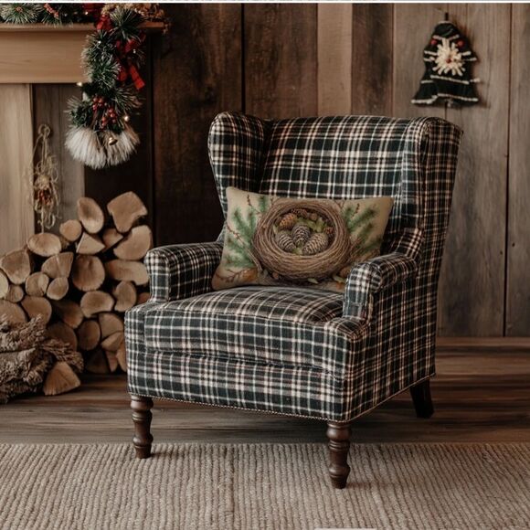 Cardinal Pine Printed Large Throw Pillow Set Country Cabin Lodge Red Bird Rustic - Picture 4 of 5